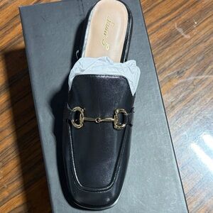 Stylish Black Mules with Gold Detail